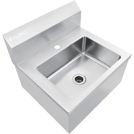 Global Industrial Stainless Steel Hands Free Wall Mount Sink, 14x10x5 Deep 670458